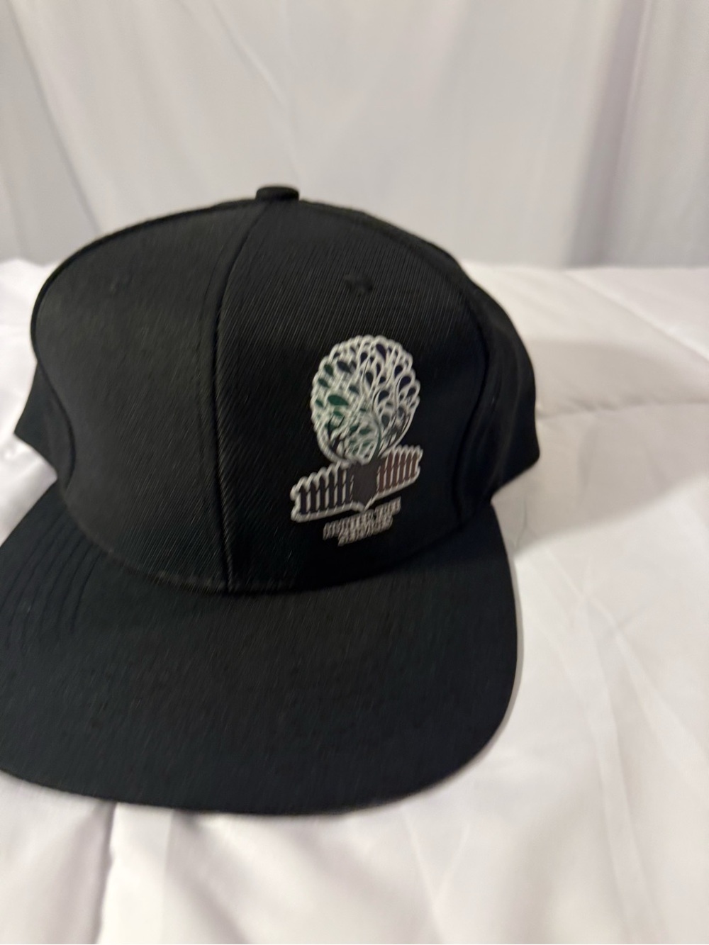 Black Embroidered Tree Logo Snapback Hat